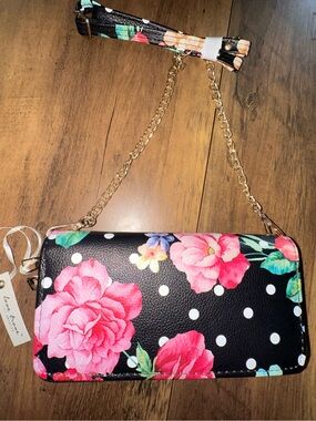 Floral Polka Dot Crossbody Wallet  - NWT